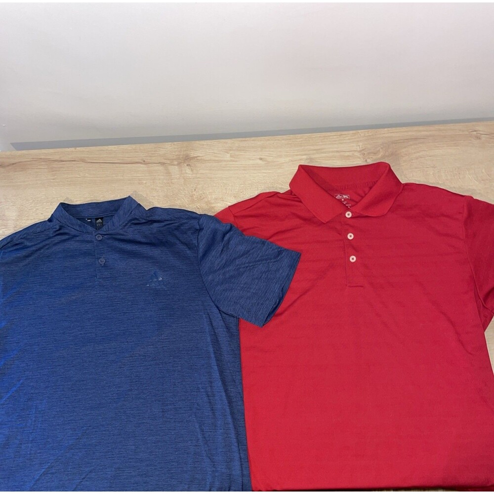 ADIDAS Golf Polo Shirt Set Mens M Performance Lot of 2 Navy Red Ultimate365